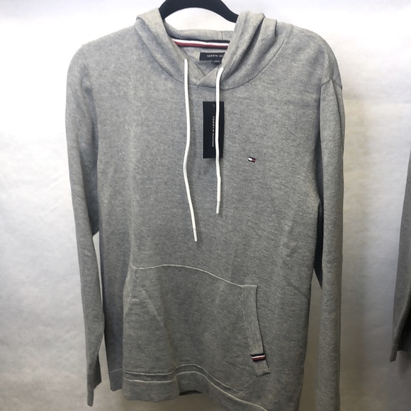 TOMMY HILFIGER Victor Popover gray knit pullover hoodie NWT XXL - Picture 2 of 4
